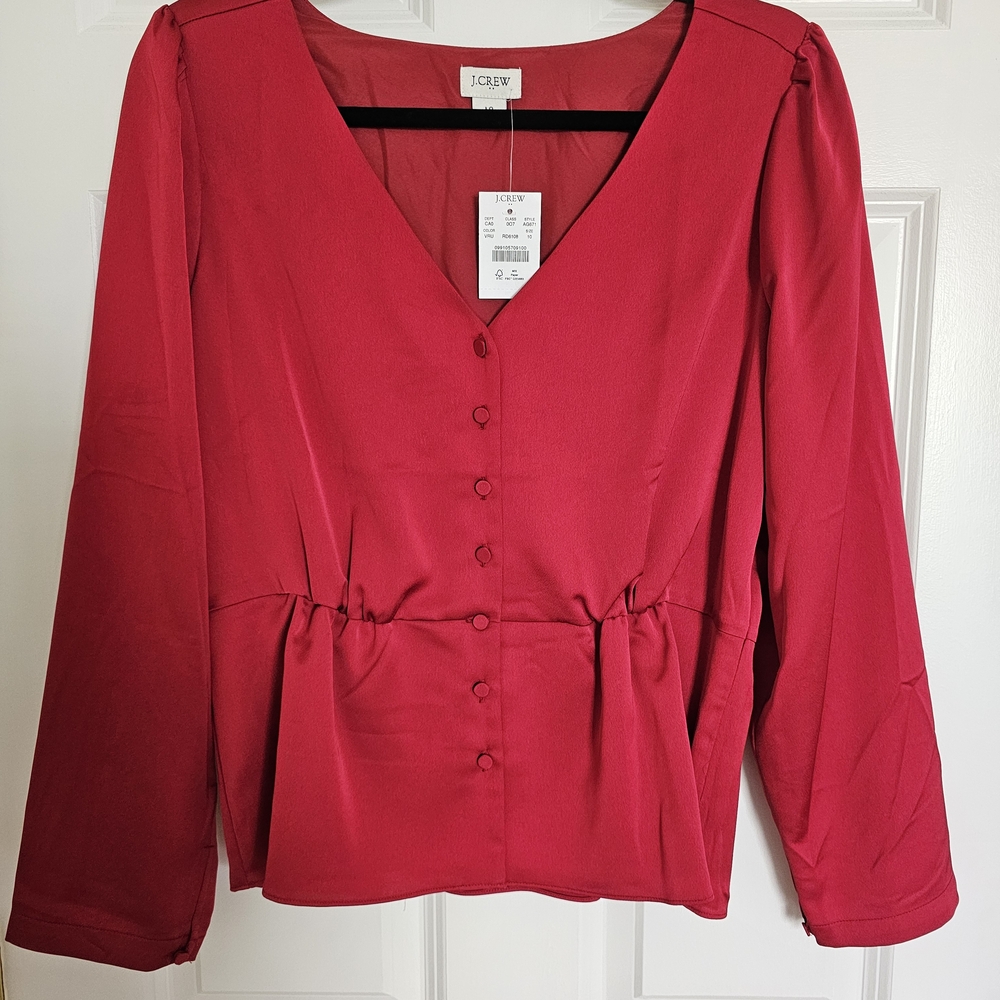 J. Crew Women's Red Button-Down Blouse